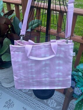 NWOT Pink Tie-Dye Koala Utility Canvas Tote – Multi-Pocket Crossbody/Travel Bag